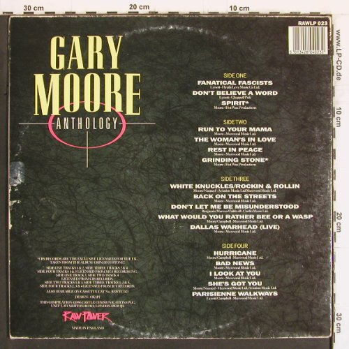 Moore,Gary: Anthology,Foc, m /VG+, Raw Power(RAWLP 023), UK, 1986 - 2LP - Y4951 - 7,50 Euro