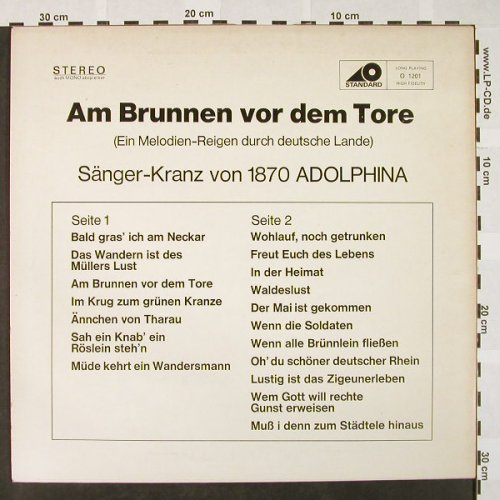 Sänger-Kranz von 1870 Adolphina: Am Brunnen vor dem Tore, Standard(O 1201), D, 1968 - LP - H4160 - 5,50 Euro