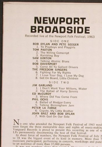 V.A.Newport Broadside-1963: Bob Dylan,Paxton...Joan Baez, Vanguard(ORL 8196), I, Ri,  - LP - H5664 - 6,00 Euro