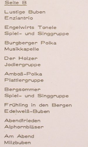 V.A.So singt's u.kling's Burgberg: Allgäu-Milzbuben,Jodler, Alphorn..., Abanori (ABL 806), D, Mono Typ: LP Best.-Nr.: V2243 Preis: 7,50 Euro