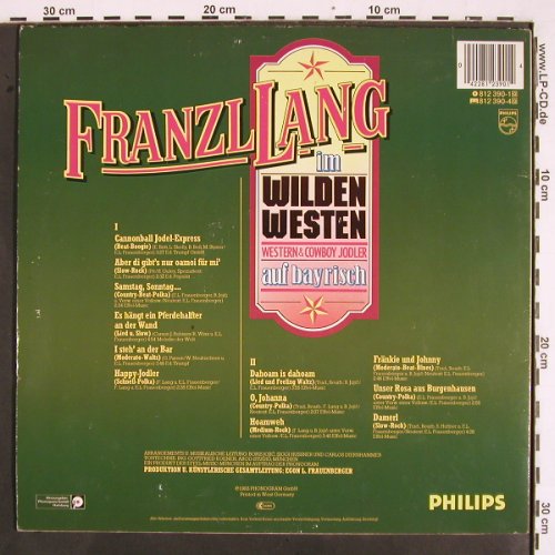 Lang,Franzl: Im Wilden Westen, m-/vg+, Philips (812 390-1), D, 1983 Typ: LP Best.-Nr.: V2244 Preis: 6,00 Euro