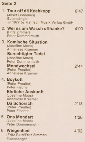 V.A.Kowelenzer Steckelcher: Lieder Gedichte Prosa,Foc,(Koblenz), Sparkasse Koblenz (DB 1/78), D, 1978 Typ: LP Best.-Nr.: V2343 Preis: 9,00 Euro