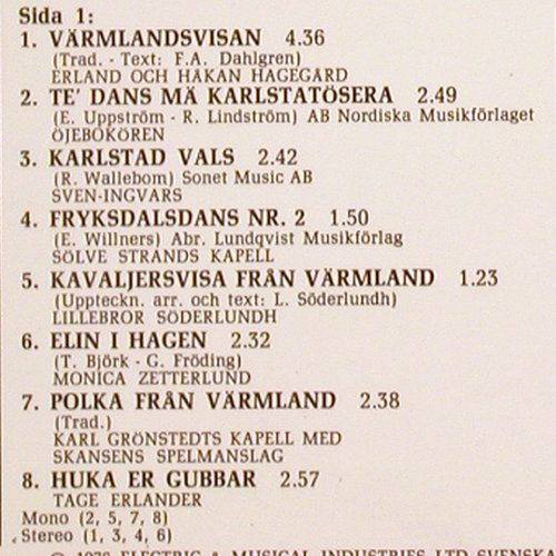 V.A.Värmland:&nbsp;Erland och Hakan Hegegard..Björling, Columbia/EMI (4E 056-35326), S, Ri, 1976 Typ:&nbsp;LP Best.-Nr.:&nbsp;V501 Preis:&nbsp; 7,50 Euro