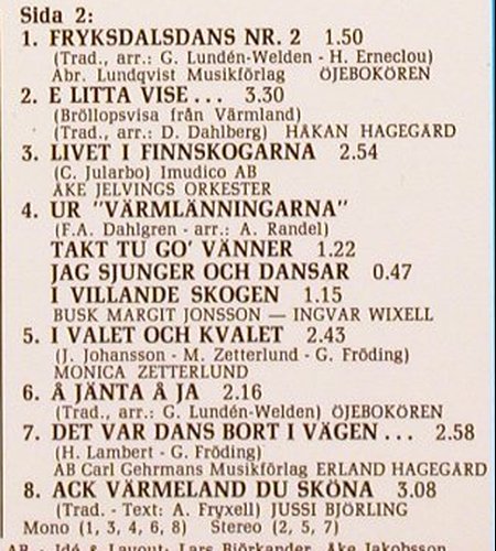 V.A.Värmland:&nbsp;Erland och Hakan Hegegard..Björling, Columbia/EMI (4E 056-35326), S, Ri, 1976 Typ:&nbsp;LP Best.-Nr.:&nbsp;V501 Preis:&nbsp; 7,50 Euro