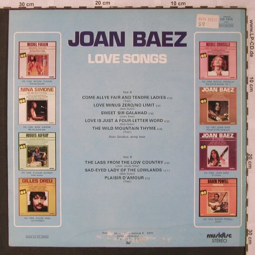 Baez,Joan: Lovesongs,(Collection OR) m-/vg+, Musidisc(30 CO 1415), F, 1977 - LP - X2908 - 5,00 Euro