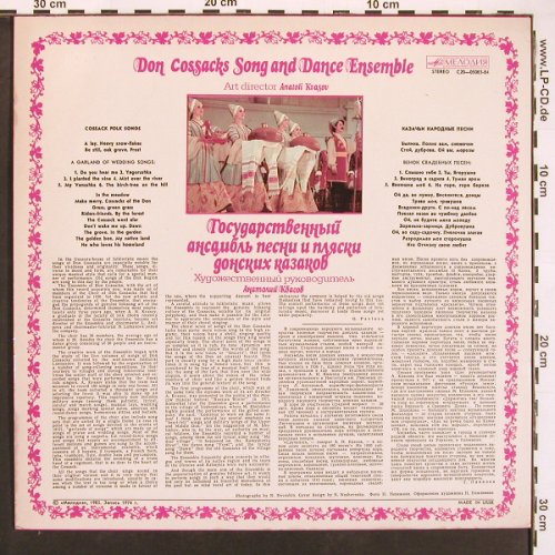 Don Cossacks Song and Dance Ens.: Same, Anatoli Kvasov, Melodia(C20-05083-84), UDSSR, 1974 - LP - X9512 - 7,50 Euro