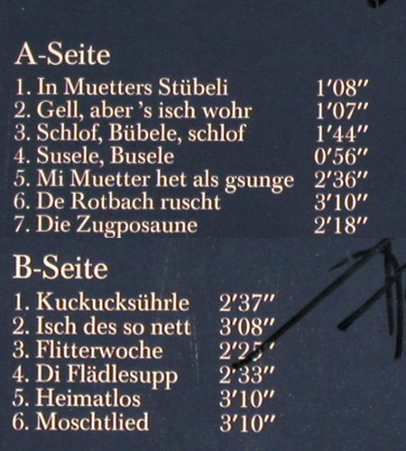 Schwarzwaldfamilie Seitz: In Muetters Stübeli, signiert, Aurophon(11029), D, 1980 - LP - Y3989 - 9,00 Euro