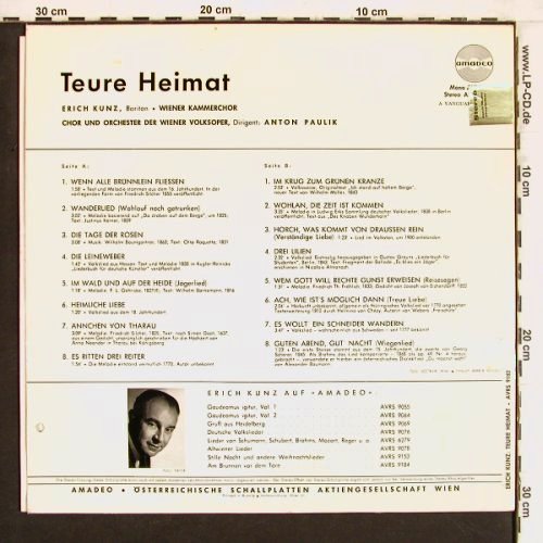 Kunz,Erich: Teure Heimat, singt Volkslieder, Amadeo(AVRS 9182), D/A , co,  - LP - Y4537 - 6,00 Euro