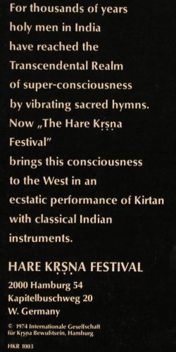 Hare Krishna: Hare Krshna Festival, m-/vg+, Hare Krishna Rec.(HKR 1003), D, 1974 - LP - Y4764 - 7,50 Euro