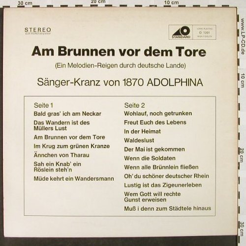 Sänger-Kranz von 1870 Adolphina: Am Brunnen vor dem Tore, Standard(O 1201), D, 1968 - LP - Y7311 - 5,50 Euro