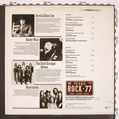 V.A.Texas Rock 77: Charlie Daniels Band..Dan Fogelberg, CBS,MusterStoc(TR 77), NL,m-/vg+, 1977 - LP - V2058 - 4,00 Euro