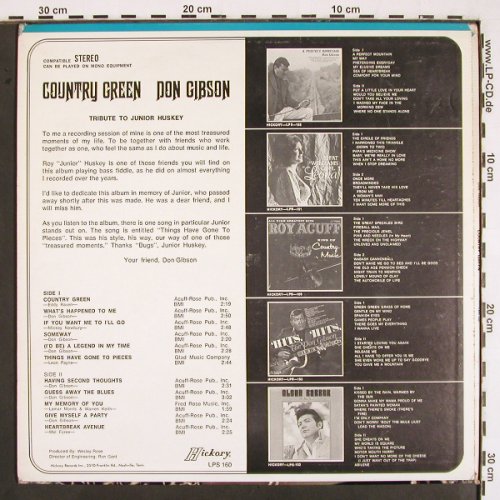 Gibson,Don: Country Green, Hickory (LSP 160), US, 1971 Typ: LP Best.-Nr.: V2295 Preis: 9,00 Euro