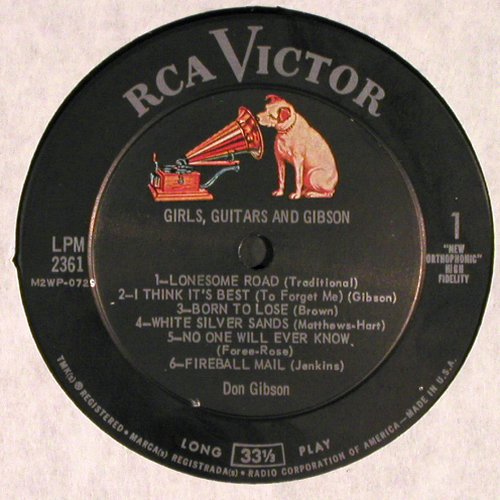 Gibson,Don: Girls Guitars and Gibson, RCA Victor (LPM-2361), US, 1961 Typ: LP Best.-Nr.: V2296 Preis: 12,50 Euro