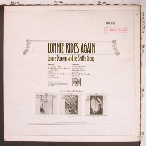 Donegan,Lonnie and h. Skiffle Group: Lonnie Rides Again, vg+/m-, MarbleArch(MAL 1153), UK, 1969 - LP - X4826 - 12,50 Euro