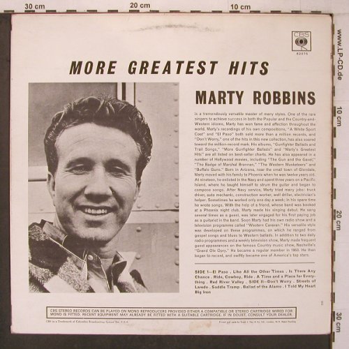 Robbins,Marty: More Greatest Hits, CBS(62075), US, 1960 - LP - X7274 - 12,50 Euro