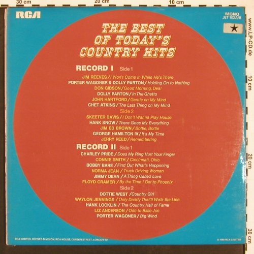 V.A.The Best of Today's Country Hit: Jim Reeves... Liz Anderson, Foc, RCA(JET 102A/B), UK, Mono, 1969 - 2LP - X9503 - 7,50 Euro