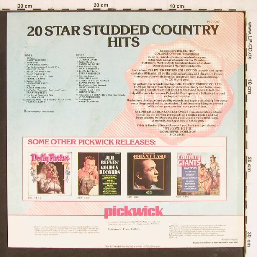 V.A.20 Star Studded Country Hits: Marty Robbins,Lynn Anderson,Cash..., Pickwick/Limited Edition(PLE 7003), UK,  - LP - Y7497 - 4,00 Euro