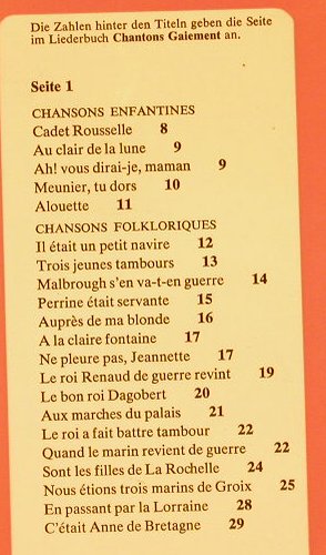 V.A.Chantons Gaiement: 40 Französiche Lieder, vg+/m-, MD Schallplatte(Diesterweg 8160), D, 1975 - LP - F8962 - 5,00 Euro