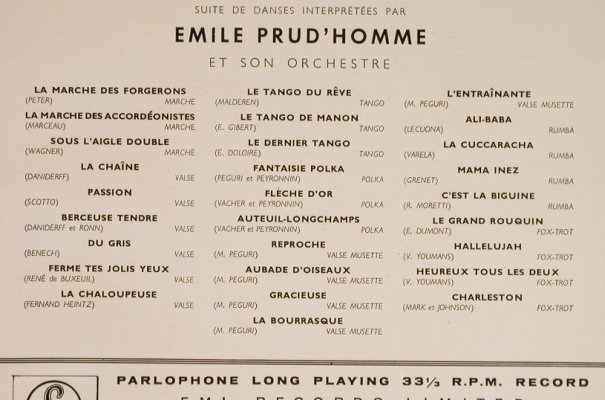 Emile Prud'Homme et son Orch.: Pele-mele Musette, Parlophone(CPMD 3), UK,  - 10inch - H124 - 7,50 Euro