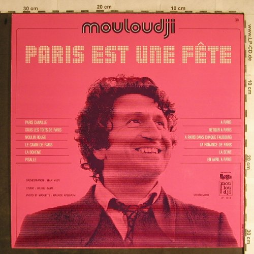 Mouloudji: Paris Est Une Fete, Mou-Lou-Dji(1913), F,  - LP - H9029 - 6,00 Euro