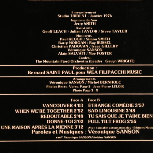 Sanson,Veronique: Vancouver,Foc, m /vg+, Elektra (ELK 52 031), D, 1976 Typ: LP Best.-Nr.: V1997 Preis: 5,00 Euro