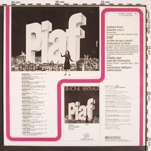 Piaf,Edith By V.A. - Betty Mars: Bande Sonore Orig.du Film (1969), EMI (C 062-15308), D, 1974 Typ: LP Best.-Nr.: V2273 Preis: 6,00 Euro