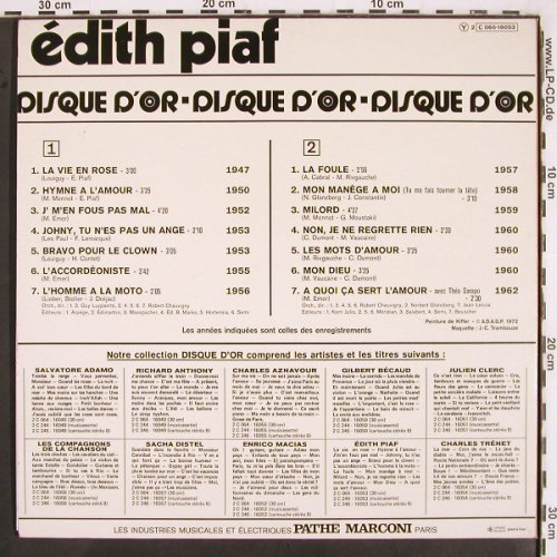 Piaf,Edith: Le Disque D'or de, Foc, Columbia /EMI (C 066-16053), F, 1975 Typ: LP Best.-Nr.: V2982 Preis: 7,50 Euro