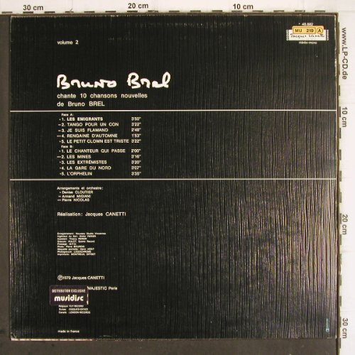 Brel,Bruno: Volume No.2, Jacques Canetti(48.882), F, 1978 - LP - V477 - 7,50 Euro