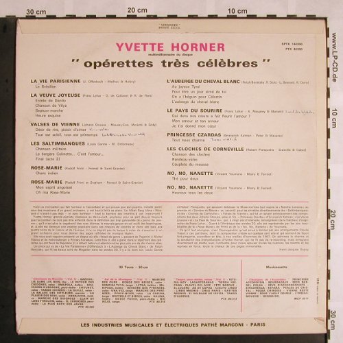 Horner,Yvette: Operettes tres Celebres, vg+/vg+, Pathe(SPTX 140390), F,  - LP - X1098 - 7,50 Euro