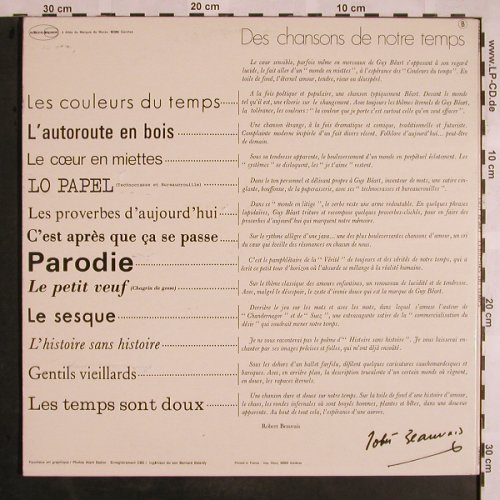 Guy Beart: Couleurs du Temps, Foc, m-/vg+, Disques Temporel(GB 00010), F, 1973 - LP - X1176 - 7,50 Euro