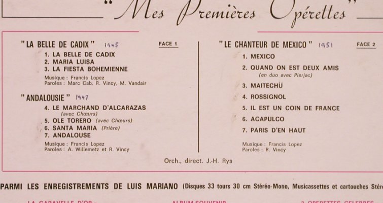 Mariano,Luis: Mes Premieres Operettes, La Voix De Son Maitre(C 062-11499), F, woc,  - LP - X1689 - 9,00 Euro