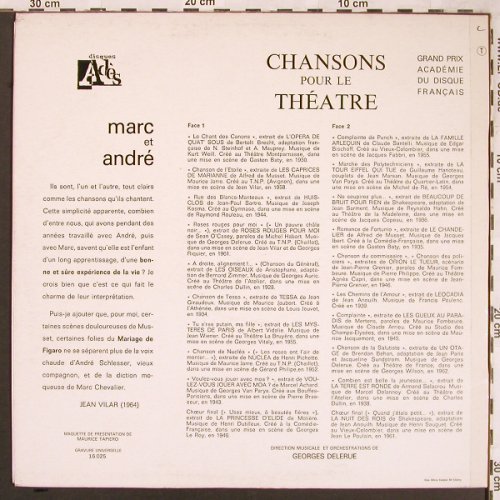 Marc et Andre: Chansons pour le Theatre, Ades(16.025), F,  - LP - X1781 - 9,00 Euro