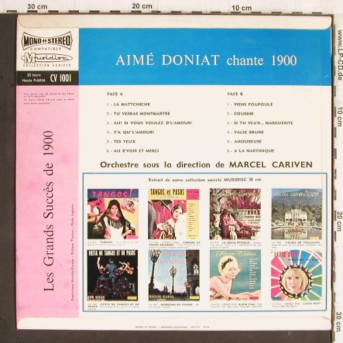 Cariven,Marcel / Aime Doniat chant: Les Grands Succes de 1900, Musidisc(30 CV 1001), F,  - LP - Y5617 - 7,50 Euro