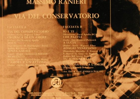 Ranieri,Massimo: Via Del Conservatorio, Foc, vg+/m-, CGD(FGL 5093), I, 1971 - LP - H919 - 6,00 Euro