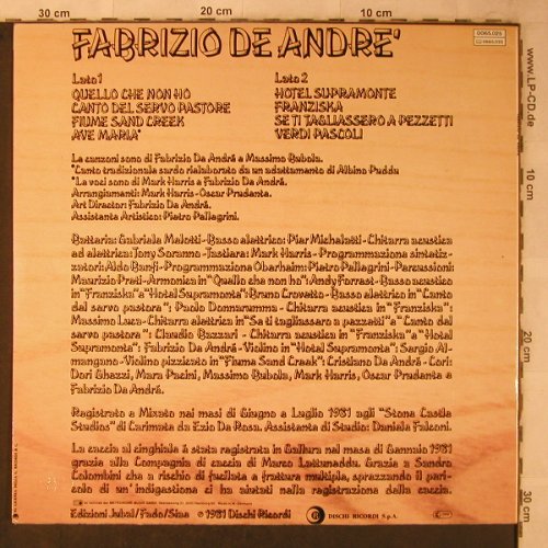 De Andre,Fabrizio: Same, Dischi(0065.025), D, 1981 - LP - X5700 - 7,50 Euro