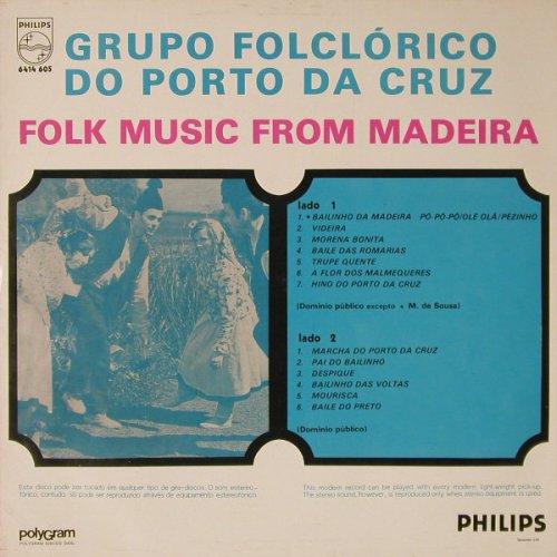 Grupo Folclorico Do Port Da Cruz: Bailinho Da Madeira, Philips(6414 605), P,  - LP - F3146 - 7,50 Euro