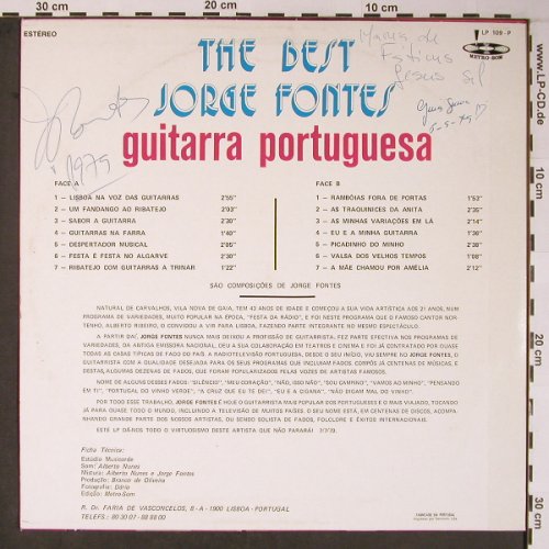 Fontes,Jorge: The Best, Guitarra Portugesa, woc, Metro-Sum(LP 109-P), P, vg+/m-,  - LP - X5977 - 5,00 Euro