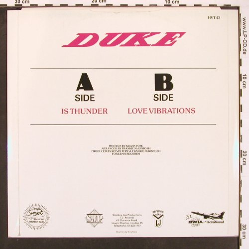 Duke: Is Thunder / Love Vibrations (Soca), Hot Vinyl(HVT 43), US,  - 12inch - X9545 - 6,00 Euro