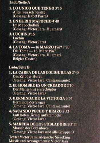Jara,Victor: La Poblacion, Foc, 12S Booklet, Pläne (S 88110), D, 1974 Typ: LP Best.-Nr.: V2312 Preis: 7,50 Euro