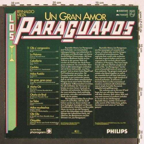 Meza,Reynaldo y Los Paraguayos: Un Gran Amor, m-/vg+, sign., Philips (6302 045), D, 1980 Typ: LP Best.-Nr.: V2354 Preis: 6,00 Euro
