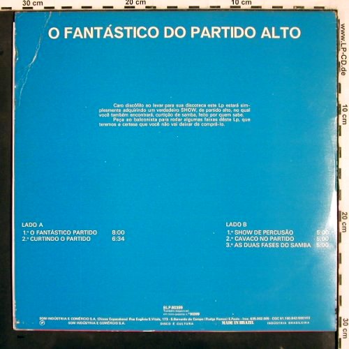 Partido Alto: O Fantastico do, 5Tr.  m /vg+, Beverly (BLP-80399), Brasil, 1981 Typ: LP Best.-Nr.: V3260 Preis: 5,00 Euro