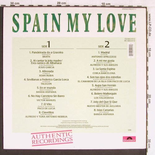 V.A.Spain My Love: Authentic Recordings, Polydor(042284041713), D, 1989 - LP - Y5472 - 6,00 Euro