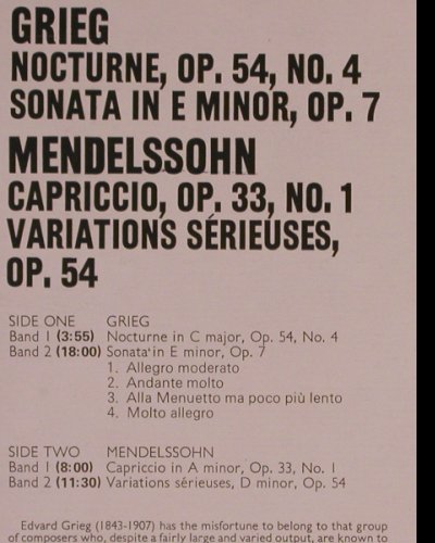 de Larrocha,Alicia: Grieg,Sonata op.7 / Mendelssohn, London(CS 6676), UK/US, 1970 - LP - K1049 - 7,50 Euro