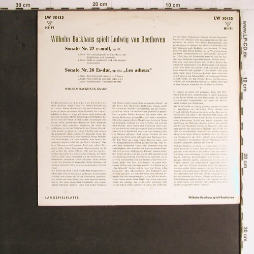 Beethoven,Ludwig van: Sonate Nr.27 26-Wilhelm Backhaus, Decca(LW 50 133), D,  - 10inch - K1075 - 6,00 Euro