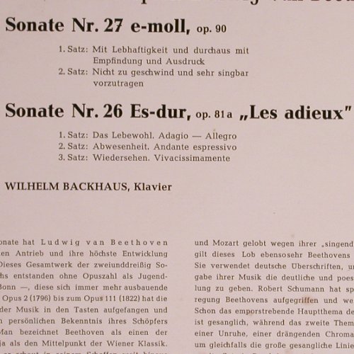 Beethoven,Ludwig van: Sonate Nr.27 26-Wilhelm Backhaus, Decca(LW 50 133), D,  - 10inch - K1075 - 6,00 Euro