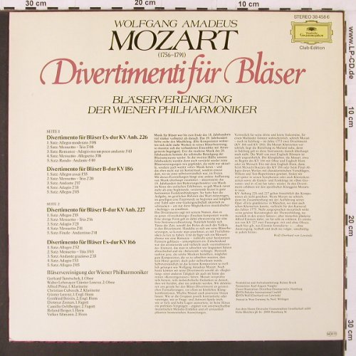 Mozart,Wolfgang Amadeus: Divertimenti für Bläser, Deutsche Grammophon(38 458 6), D, Club Ed, 1976 - LP - K116 - 6,00 Euro