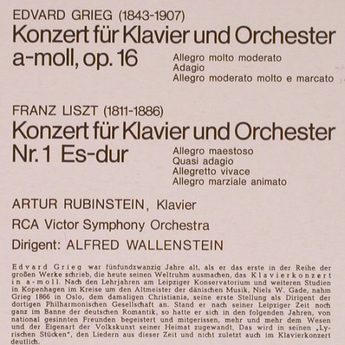 Grieg,Edvard / Liszt: Klavierkonzert A-Moll / Nr.1 (1960), RCA Red Seal(26.41087 AW), D, Ri,  - LP - K1199 - 6,00 Euro