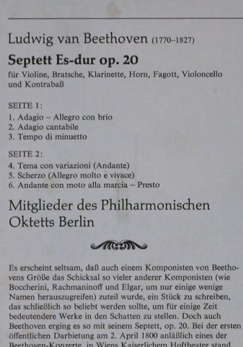 Beethoven,Ludwig van: Septett Es-Dur op.20, Orbis(63 834), D, 1975 - LP - K120 - 7,50 Euro