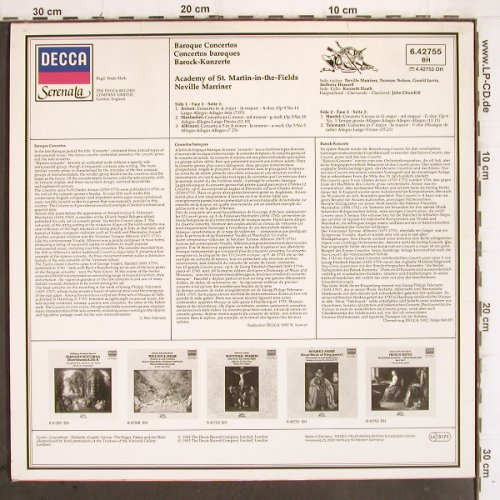 V.A.Baroque Concertos:&nbsp;Albinoni,Handel, Avison, Manfredini, Decca  Serenata (6.42755 BH), D,Ri, 1982 Typ:&nbsp;LP Best.-Nr.:&nbsp;K1249 Preis:&nbsp; 5,00 Euro