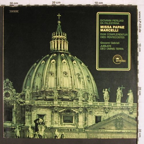 Palestrina,Giovani Pierluigi da:&nbsp;Missa Papae Marcelli, Emidisc (C 047-50 516), D Typ:&nbsp;LP Best.-Nr.:&nbsp;K1268 Preis:&nbsp; 6,00 Euro